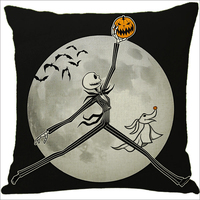 Housses de coussin personnalisées 45x45cm en tissu peau de pêche pour canapé, motifs Halloween, pour hôpital, maison, hôtel, avec design de personnage de dessin animé
