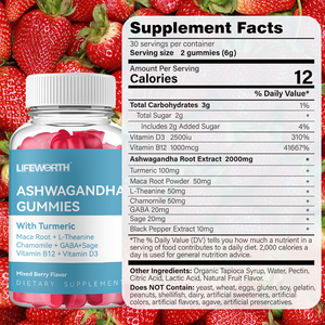 Lifeworth Immune <span class=keywords><strong>Health</strong></span> Endurance Force Gummies Ashwagandha à base de plantes avec extrait de racine de curcuma Maca - Product Image 4