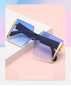 Siamese <b>Frameless</b> Gradient Sunglasses with Fashion Big <b>Frame</b> with Different Colors - Product Image 5