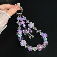 Pulsera con dije de lazo de cristal de colores dulces para cadena de colgante de teléfono móvil, venta al por mayor, dije brillante para teléfono móvil