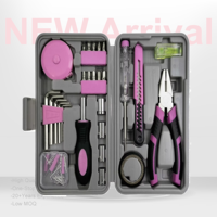 Kit d'outils Peaktop rose pour femmes-Petit ensemble d'outils ménagers de bricolage de base pour femmes