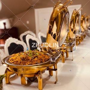 Samobares <span class=keywords><strong>para</strong></span> Buffet de Lujo, Calentador de Comida con Tapa Colgante Dorada, Exhibidor de Comida Caliente, Juego de Servicio <span class=keywords><strong>para</strong></span> Buffet - Product Image 5