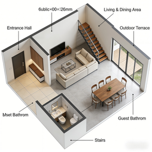 新非洲风格别墅设计：多层住宅建筑规划，带5个卧室和2个车库 - Product Image 5