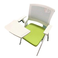 Chaise de conférence pliable en maille avec tablette d'écriture et accoudoirs - Configuration table-chaise tout-en-un pour salles de réunion