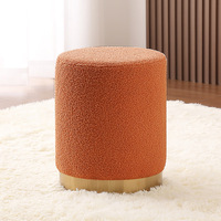 Pouf Repose-Pieds Moderne, Tabouret Ottoman Rond en Velours Rose, Pouf d'Appoint Économique pour Salle à Manger