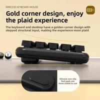 65 Tombol Warna Gradasi 2.4G Keyboard Nirkabel dan Mouse Combo, Set Keyboard dan Mouse Ergonomis Senyap 1600DPI untuk Laptop PC