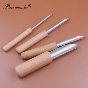 4 pièces coupe-trou semi-rond manche en bois polymère argile poinçon pour coupe-céramique <span class=keywords><strong>poterie</strong></span> sculpture Art fournitures - Product Image 2