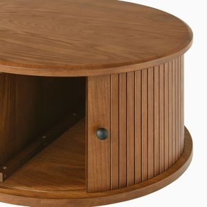 Ajunion giữa thế kỷ hiện đại hình bầu dục rắn Bàn cà phê gỗ trượt bên cửa 2 tầng ngăn kéo phòng khách Bàn cà phê - Product Image 5
