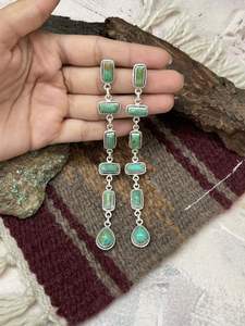 Pendientes Colgantes de Plata de Ley Hechos a Mano con Turquesa Kingman para Mujer, Regalo - Product Image 2