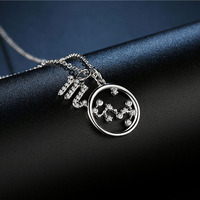 Collier avec pendentif signe du zodiaque en argent sterling 925, cadeaux d'anniversaire, 12 constellations