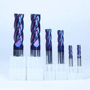 ZY/OEM HRC65 Fraise à quatre cannelures en carbure à revêtement nano bleu pour usinage brut de l'acier 45, Fraise de défonceuse CNC haute vitesse ODM - Product Image 6