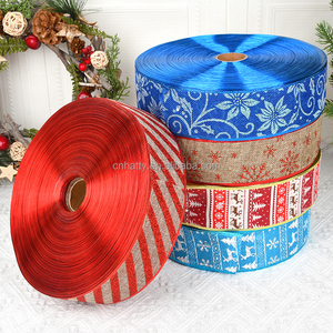 Ruban imprimé personnalisé avec logo 2025 Joyeux Noël et Bonne Année, ruban gros-grain imprimé arbre de Noël 63 mm pour fournitures de fête - Product Image 3