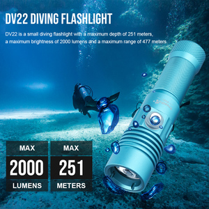 Linterna <span class=keywords><strong>de</strong></span> <span class=keywords><strong>Buceo</strong></span> LED <span class=keywords><strong>de</strong></span> Aleación <span class=keywords><strong>de</strong></span> Aluminio DV22 <span class=keywords><strong>de</strong></span> 2000 Lúmenes, IP68, Alcance Subacuático <span class=keywords><strong>de</strong></span> 117 m, Recargable con Batería 21700 - Product Image 2