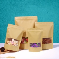 Sacs Doypack en papier kraft brun mat biodégradable avec fermeture éclair et fenêtre transparente pour l'emballage de thé, café, collations et aliments