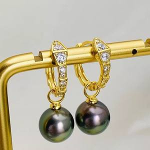 WENCHI 22610 Accesorios para pendientes de perlas DIY de plata S925, con diseño sencillo y moderno, tipo broche para la oreja, para perlas de 9-13mm, con soporte vacío para perlas, China - Product Image 3