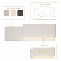 Comptoir de réception en bois massif avec bande lumineuse LED, table de présentation personnalisée pour magasin de bijoux, design d'intérieur