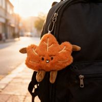 Porte-clés en peluche en forme de feuille d'érable mignon, vente chaude sur TikTok, fabricants CE CPC, pendentif pour sac, porte-clés en forme de feuille