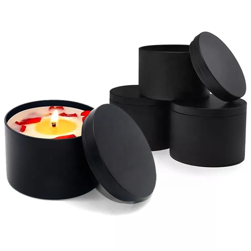 Factory 2oz 4oz 8oz 16oz tin cans for candles with lid custom logo tin box white matte black containers Metal Candle tins