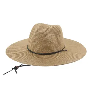 2023 Высококачественная летняя однотонная ковбойская шляпа в стиле ретро с большим козырьком на открытом воздухе пляжная соломенная шляпа на заказ