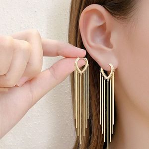 Pendientes de mujer con aguja de plata S925, pendientes elegantes de borla larga, pendientes minimalistas y elegantes para enhebrar las orejas - Product Image 1