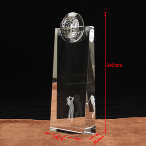 Fournisseur d'usine Pujiang : Trophée de golf personnalisé gravé DIY de la marque Wangzhe en cristal, avec texte personnalisé et logo sportif sur mesure - Product Image 2