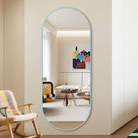 Miroir mural ovale en verre avec cadre en alliage d'aluminium coloré, design Art Déco, pour la maison, la chambre et la dressing