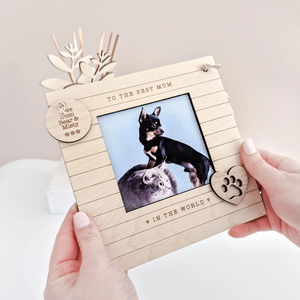 Pet Mother Day <strong>Gift</strong> the Best <strong>Mum</strong> Dad Wooden Photo Frame with Footprints Dog Cat <strong>Memorial</strong> Picture Frame with Rope Table Decor - Product Image 3
