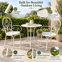 Ensemble bistrot en métal blanc 3 pièces, table et chaises de patio d'extérieur avec accoudoirs pour jardin, balcon