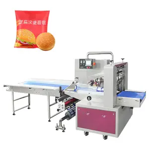 Automatic Flow type Bread Cake hamBurger Bun Rusk Packing Machine horizontal flow pack machine