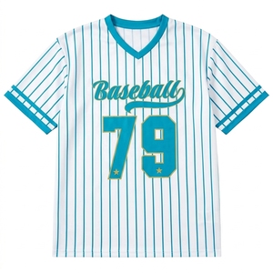 Maillot de baseball rétro Fanshi pour équipe, short 100 % polyester, jacquard personnalisé, rayures bleues, ensemble uniforme blanc France, séchage rapide - Product Image 6