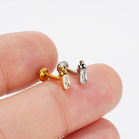 Bijou de piercing en titane G23/F136 sur mesure, labret à filetage interne, zircon, cœur, couronne, piercing pour la langue, cartilage, boucle d'oreille