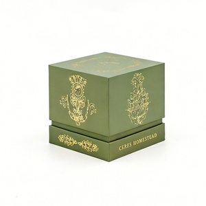 Premium Rigid <b>Gift</b> Cardboard Box with Velvet Insert for Jewelry <b>Candle</b> and Cosmetic <b>Set</b> Packaging with Foil Stamping - Product Image 3