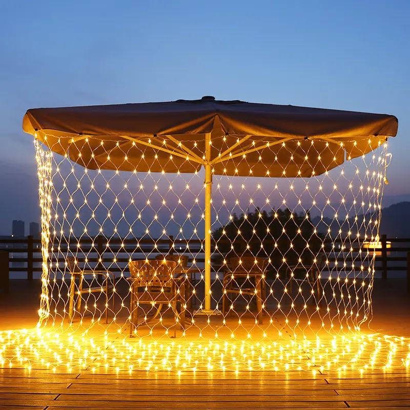 LED peri ışıkları noel açık su geçirmez düğün tatil dekorasyon Led Garland 96LEDs 144LEDs LED ağ örgü dize ışık
