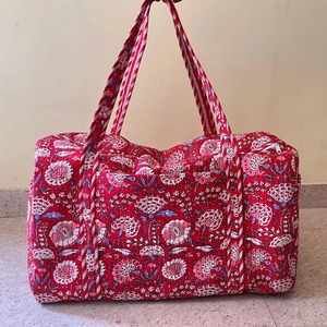 Large Durable Lightweight Quilted Cotton Weekender Bag Zipper Eco-Friendly Handmade Travel Tote Custom <b>Overnight</b> <b>Holdall</b> Gift - Product Image 1