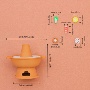 Modèle de mini-hot pot d'usine, accessoire de maison de poupée, décoration de scène, ensemble de nourriture simulée imprimée <span class=keywords><strong>en</strong></span> <span class=keywords><strong>3D</strong></span>, jouet de <span class=keywords><strong>cuisine</strong></span> miniature - Product Image 4
