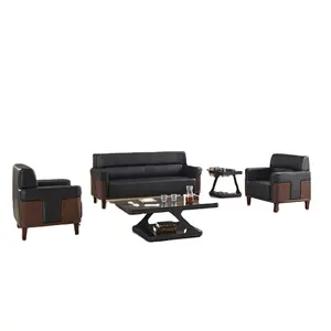Phòng Chờ Văn Phòng Sofa Pu Leather Tiếp Tân NỘI THẤT PHÒNG Thiết Kế Hiện Đại Sofa Sofa 1 Bộ Phong Cách Châu Âu Gỗ Rắn