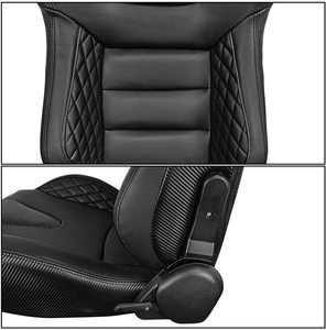 Sièges Baquets de Course Inclinables Jiabeir Recaro en Cuir PVC Noir, Coutures Noires et Dossier en Cuir Carbone - Product Image 4