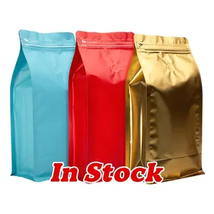 Good Quality Plain Zipper Flat Bottom With Valve And Zipper Compostable Coffee Bags
