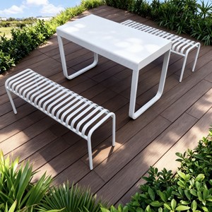 Set <span class=keywords><strong>da</strong></span> <span class=keywords><strong>Giardino</strong></span> Semplice con Tavolo e Sedie <span class=keywords><strong>da</strong></span> Esterno, Combinazione per Cortile e Balcone, in Ferro Battuto con Telaio in Acciaio al Carbonio, Mobile e Resistente - Product Image 1