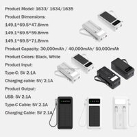 Chargeur Solaire OEM 50000mAh 40000mAh 30000mAh avec 2 Câbles Intégrés, Sangle, Batterie Externe Portable Multi-sorties