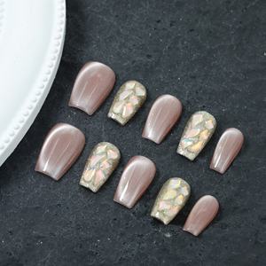 Uñas Postizas Acrílicas de Lujo, 10 Piezas, Cobertura Completa, Diseño Cuadrado con Diamantes, con Pegamento, Opción de Logotipo Personalizado, para Uso en Dedos - Product Image 2