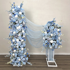 DKB - Fondo de Flores 5D Personalizado, Pilar de Flores Azul Bebé de 2 m + 0,8 m, Arreglo de Flores Artificiales para Decoración de Bodas - Product Image 1