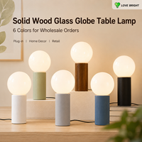 Lampe de table LED en verre et bois massif avec prise secteur, flexible, simple, moderne, minimaliste, pour la décoration de la chambre à coucher