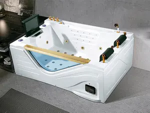 Freestanding Spa Bathroom Tubs Hydromassage Massage Whirlpool Bathtub With TV 17inch 1 Piece Graphic Design Modern Bath Massage
