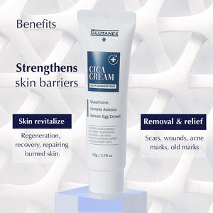 Crema Glutanex Cica hidratante, calmante, rejuvenecedora, reafirmante, iluminadora, sin perfume, calmante, con extracto de Cica, sérum iluminador. - Product Image 2