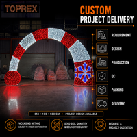 Arche lumineuse interactive 3D LED extérieure en forme de chapeau de Père Noël et de bonbons pour la rue commerciale, projet d'éclairage festif saisonnier et emblématique de Noël
