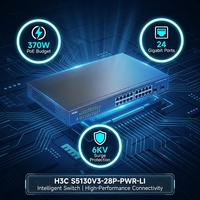 H3C S5130V3-28P-PWR-LI Switch Gestionado Gigabit PoE+ Original de 24 Puertos |   Presupuesto de Energía de 370W |   Switch de Red Empresarial con 4 Puertos SFP Uplink