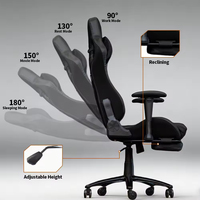 Fauteuil de bureau ergonomique pivotant avec accoudoirs rembourrés, support lombaire à 180 degrés, dossier réglable et fonction de levage pour le gaming