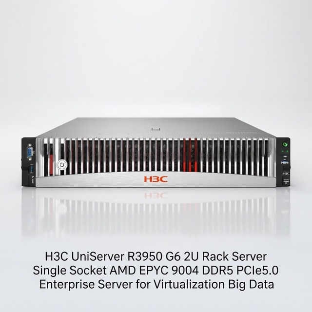 H3C UniServer R3950 G6 2U Rack Server Single Socket AMD EPYC 9004 DDR5 PCIe5.0 Enterprise Server for Virtualization Big Data