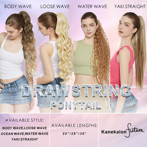 Julianna Bán Buôn Kanekalon Futura Sợi Dài Xoăn Hairpieces Bọc Xung Quanh Clip Dây Kéo Tổng Hợp Ponytails Phần Mở Rộng Tóc - Product Image 2